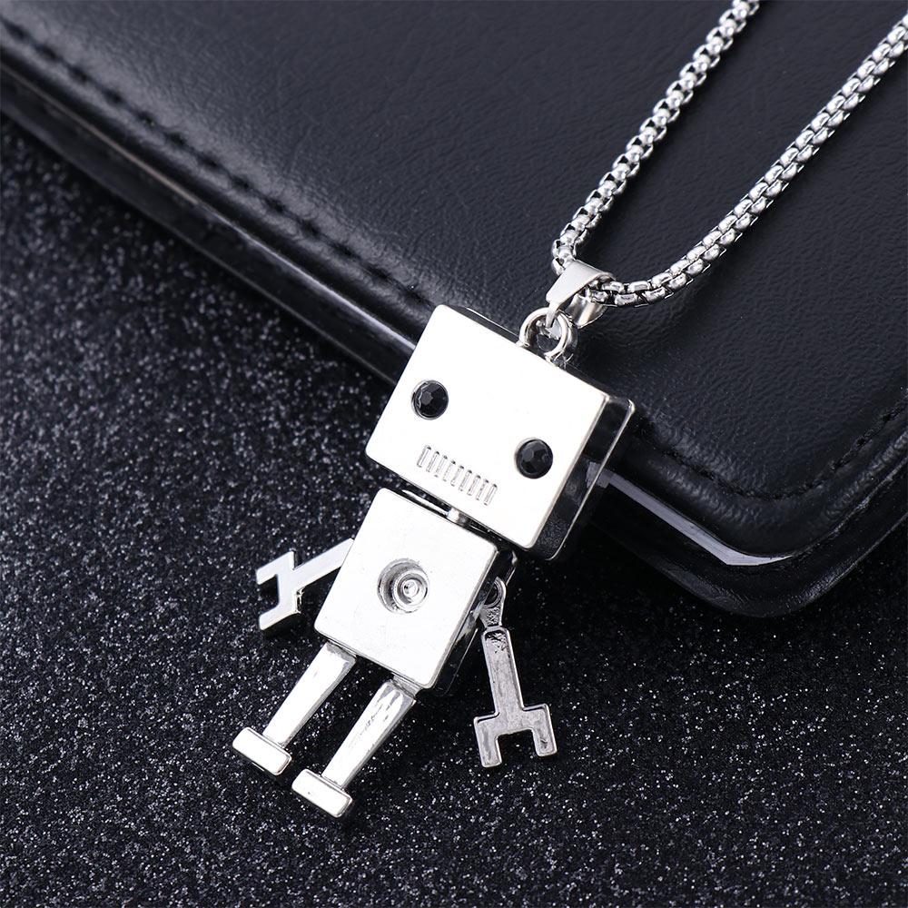 Punk Stainless Steel Unisex Man Necklace Robot Necklace Metal Pendant Choker Birthday Present