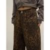 Tan Leopard Jeans Women Denim Pants Female Oversize Wide Leg Trousers Streetwear Hip Hop Vintage Clothes Loose Casual