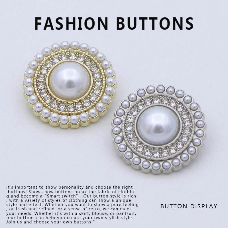 10Pcs Pearl Button High-End Delicate Cashmere Coat Clothing Sweater Cardigan Metal Round Jacket Button