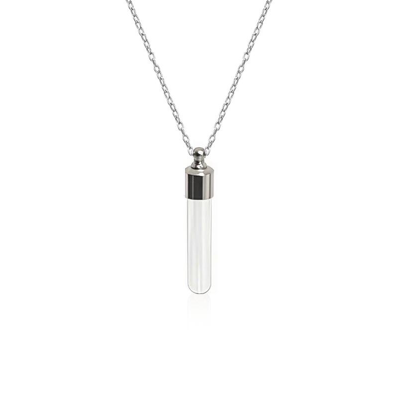 Mini Titanium Staal Ketting met Twist-Open Wensfles Hanger voor Babyhaar en Cinnaber Opslag