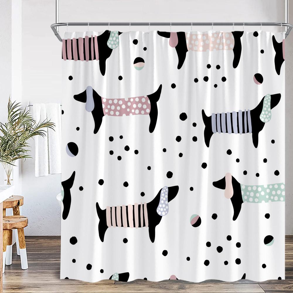 Cartoon Kids Bath Curtains Birds Rainbow Unicorns Cute Cats Fish Funny Animals Bathroom Decortaion Shower Curtain With Hooks
