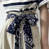 Cashew Flower Silk Scarf & Leather Belt with Chain - Women's Niche Hip-Hop Style for Jeans & Skirts