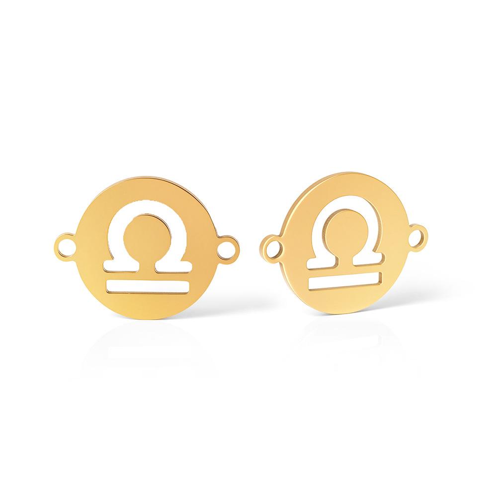 5pcs/lot 316 Stainless Steel Gold Plated 12 zodiac signs Small Charms Connector Pendant For Necklace DIY Jewelry Making