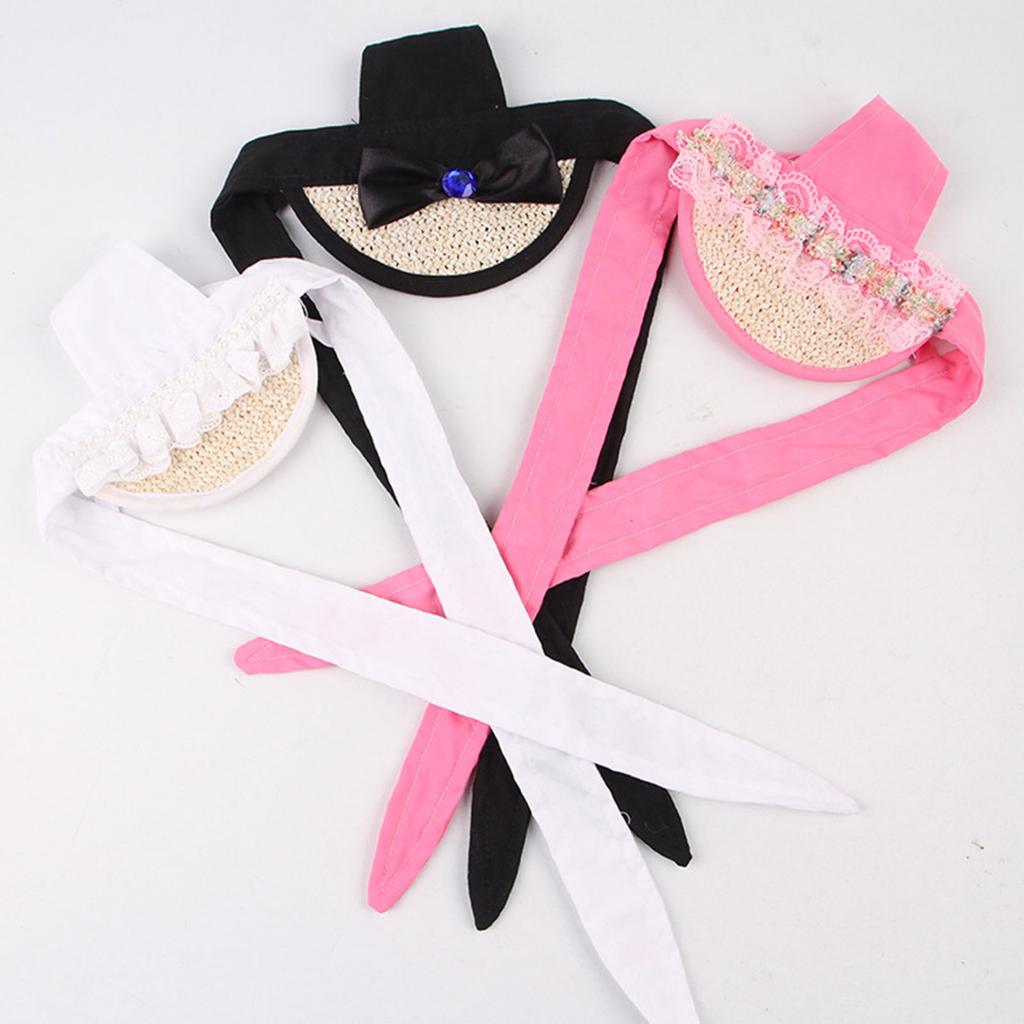 Bowknot Strap Dog Baseball Cap Adjustable Sun Hat for Small Breeds Outdoor Activity with Ear Openings Pet Supply