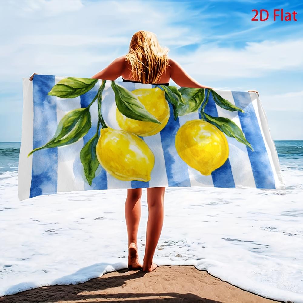 Gelbes Zitronenmuster Strandtuch Badezimmerteppich Stranddecke Sommerresort Poolmatte Tropischer Stil Dekor Geschenk