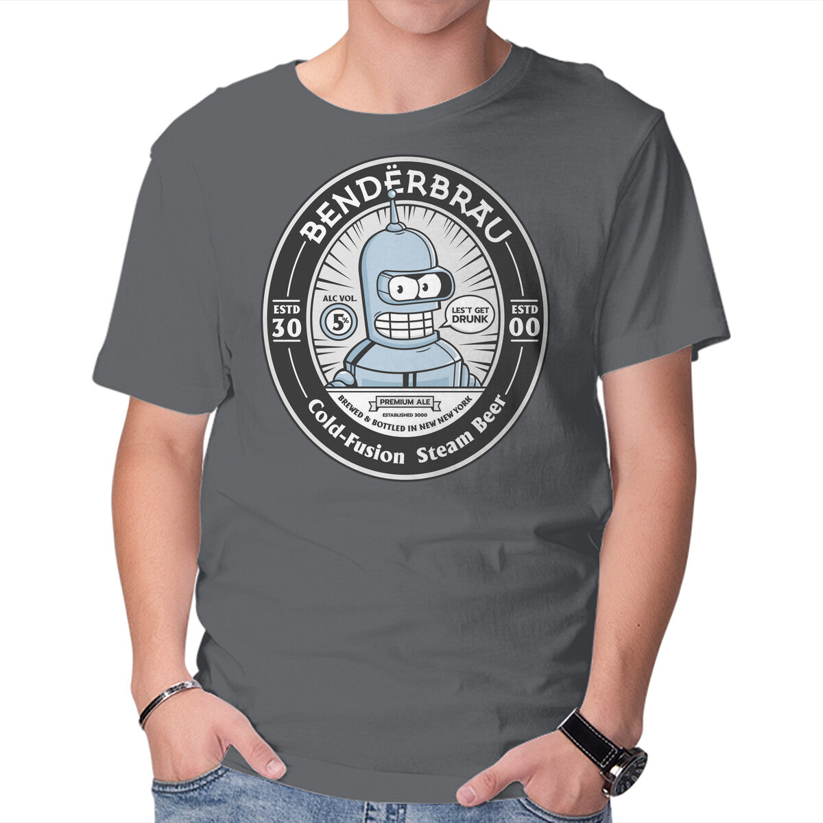 Unisex Crew Neck T-Shirt Bender Beer Graphic Short Sleeve Casual Tee M