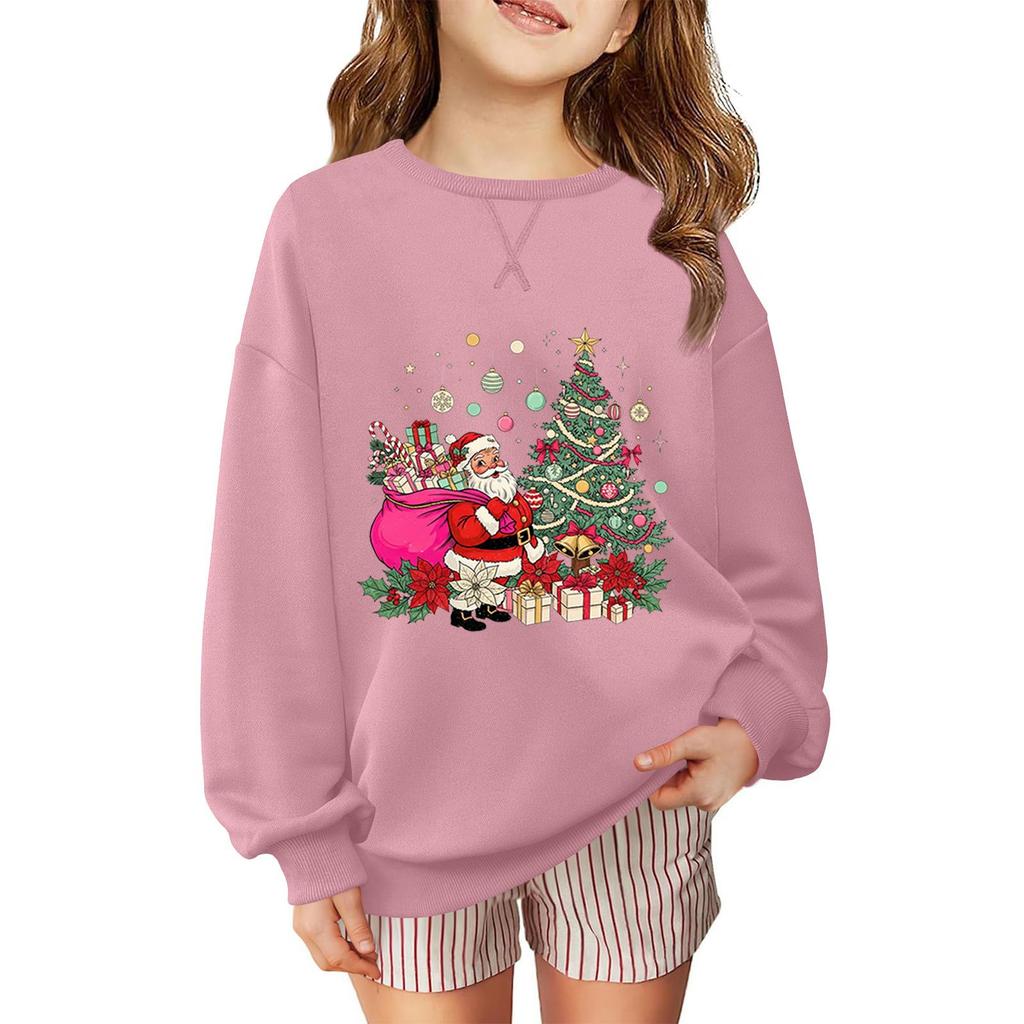 Sudadera de manga larga holgada casual de moda para niños con estampado navideño
