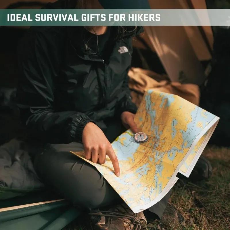Kompass Navigationskarte Lineal Ablesen Spähen Maßstab Outdoor Orientierungsausrüstung für Jagd Überleben Reisen Rucksack DC40-3A