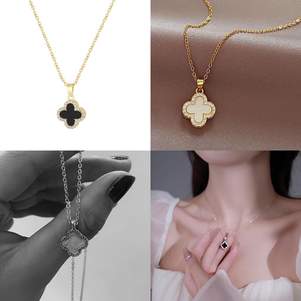 Fashionable Four-leaf Clover Sweater Chain For Women Alloy Material Geometric Design