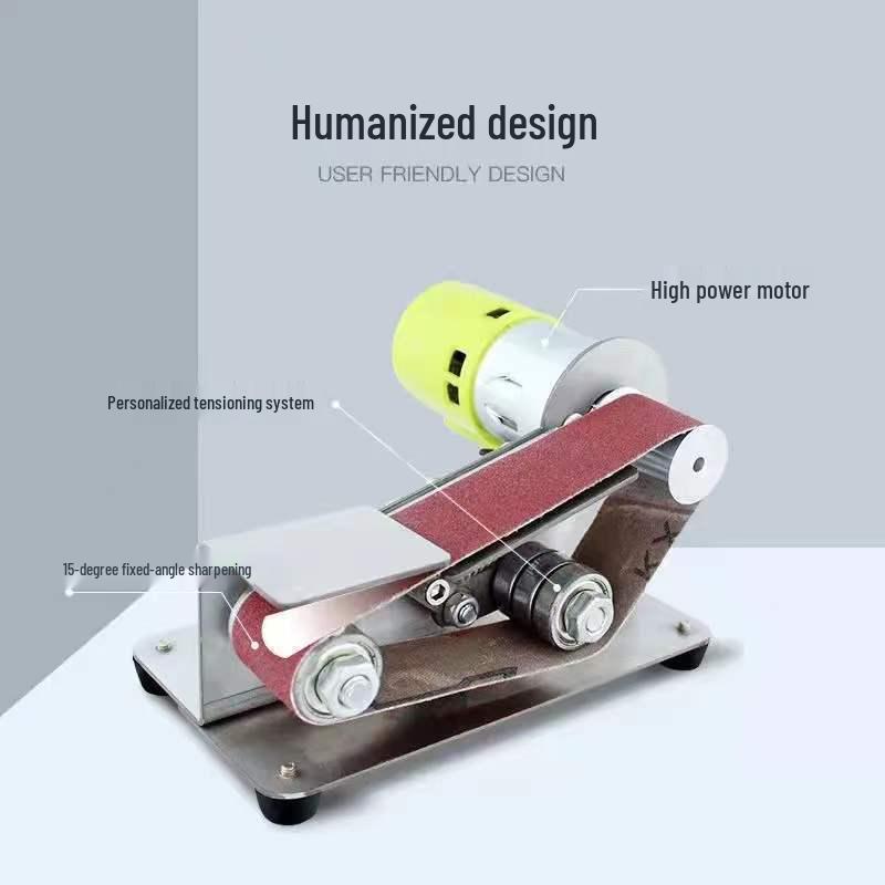 Compact Belt Sander & Knife Sharpener: 15° Angle DIY Polisher for Woodworking and Household Use