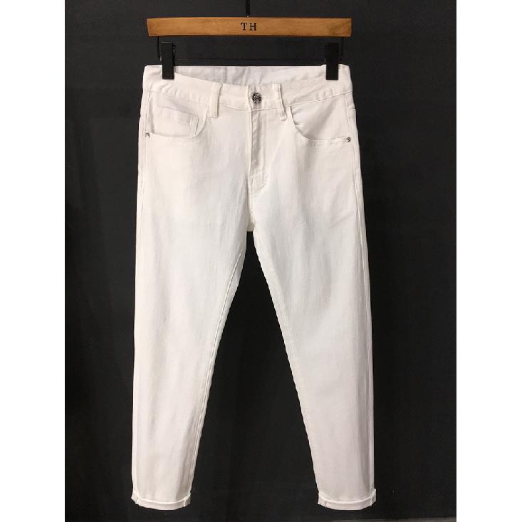 

25 Американские Джинсы Высокого Класса Мужские Простой Модный Тренд Инс Свободные Прямые Оверсайз Стрейч Слим Фит Скинни Длинные Брюки 36 белый