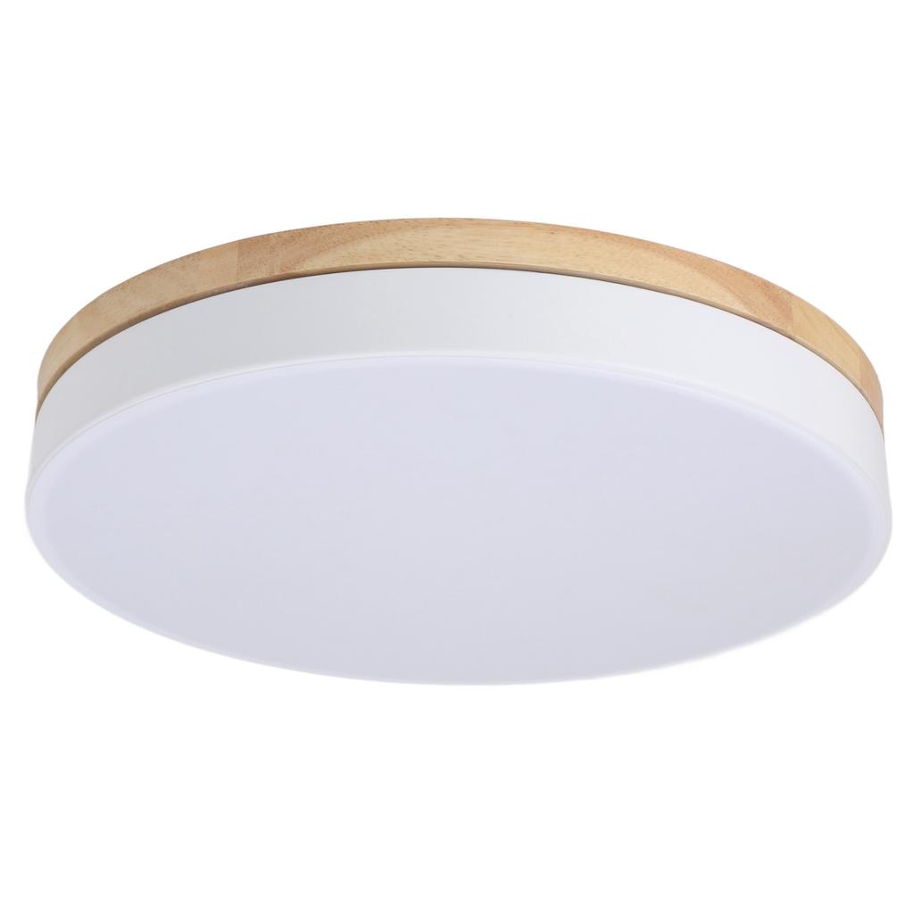 LED Flush Mount Ceiling Light Wooden Stepless Dimmable Round Modern Ceiling Light Fixture with APP a