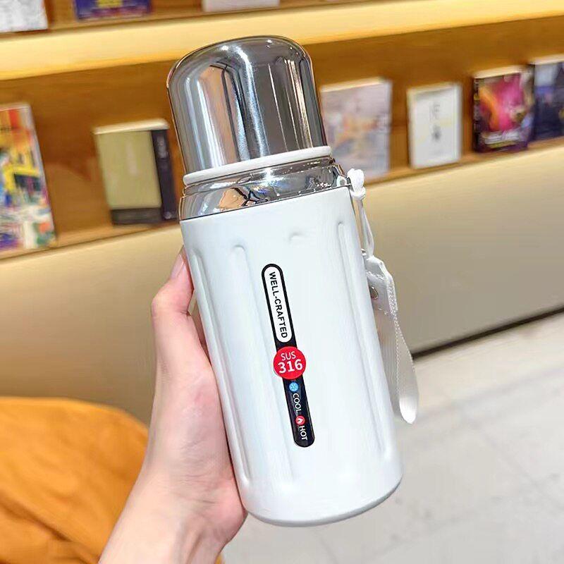 316 Stainless Steel Car-Mounted Large-Capacity Insulated Cup, New Tea-Water Separation Tea Brewing Cup, High-Value Pop-Up Lid Cup