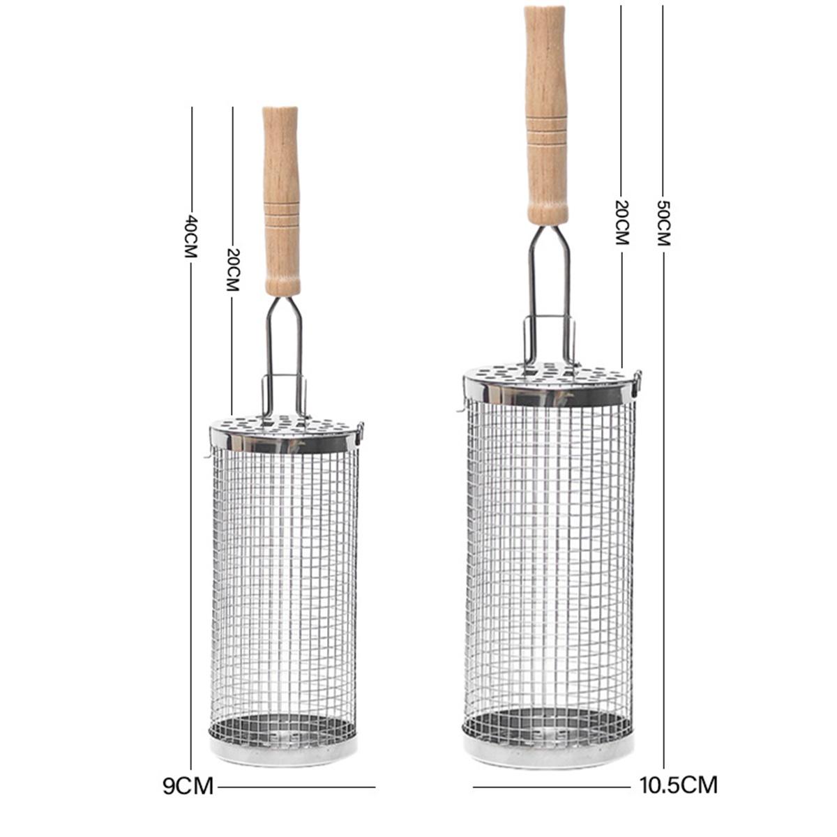 

Outdoor stainless steel barbecue cage camping grill smoke cage round barbecue cage portable BBQ drum barbecue basket frying cage