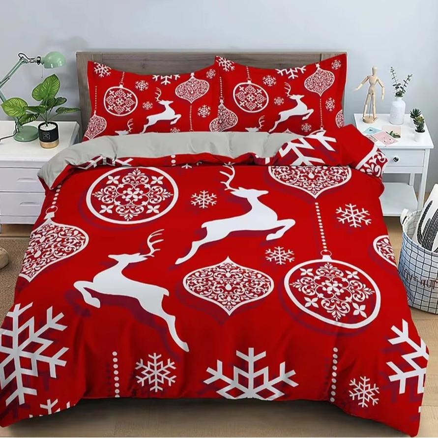Christmas Snowman Down Comforter Set Bedding Set 3-piece Duvet Cover Set