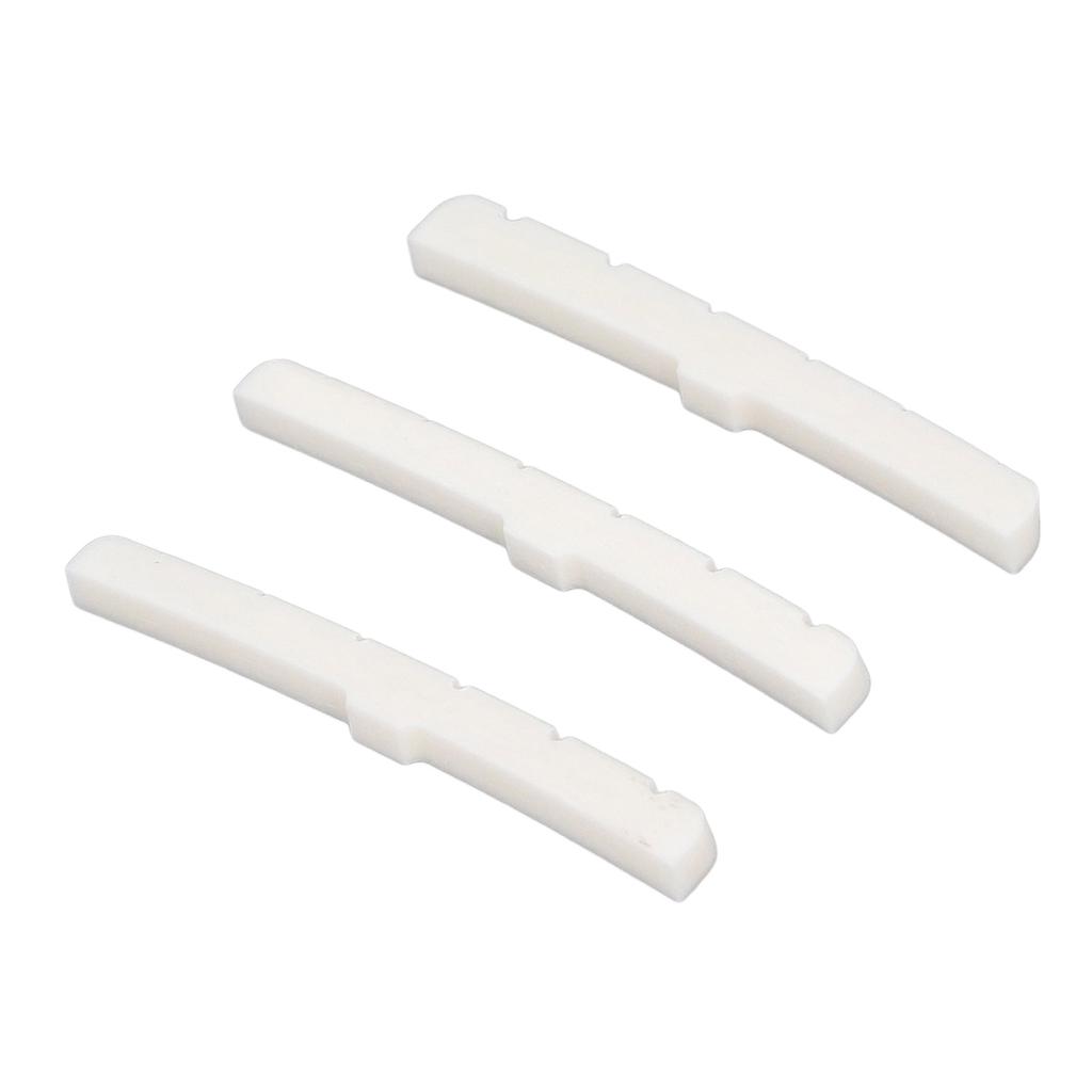 3Pcs 6 String Guitar Nut Flat Bottom Slotted Bone Guitar Nut Replacement for Tele