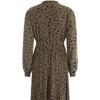 Shop   Women Leopard Waist Strap Pleated Long Sleeve Long Dress Brown Cp Wdr 164