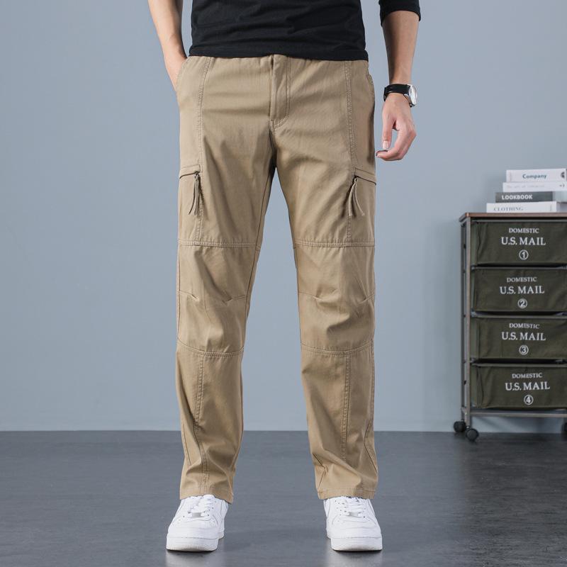 Men's Plus Size Loose Fit Elastic Waist Workwear Pants for Autumn and Winter.
