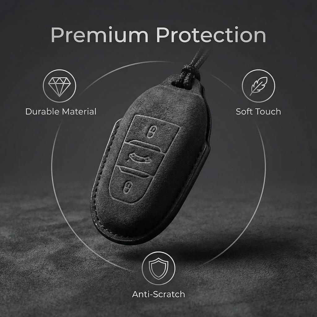 Suede Faux Leather Car Key Case Cover Protective for New Peugeot 206 208 207 3008 308 2008 107 508 607 Accessories