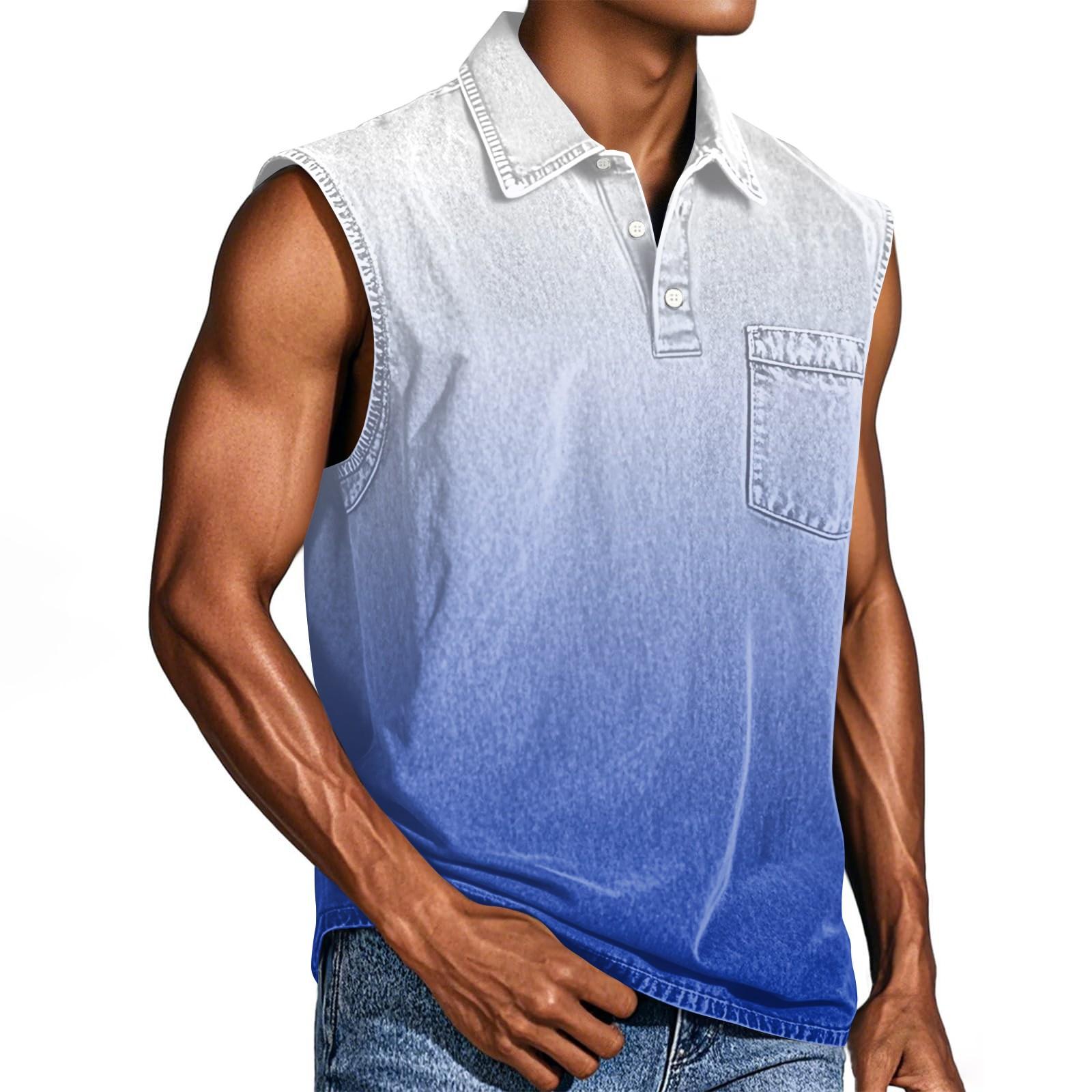 

Мужская состаренная рубашка без рукавов с градиентным принтом XXXL