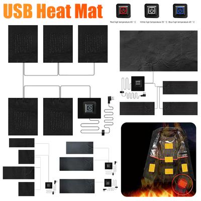 5V USB Heat Mat Carbon Fiber Cloth Jacket Heating Pad 3 Gear Temperature Control Electric Heating Sheet Heater Pads for Clothing