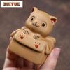 Yixing Zisha Fortune Paper Box Little Cat Tea Pet Ancient Lucky Model Tea Figurine Play Toys Tea Statue Ornaments Supplies Craft