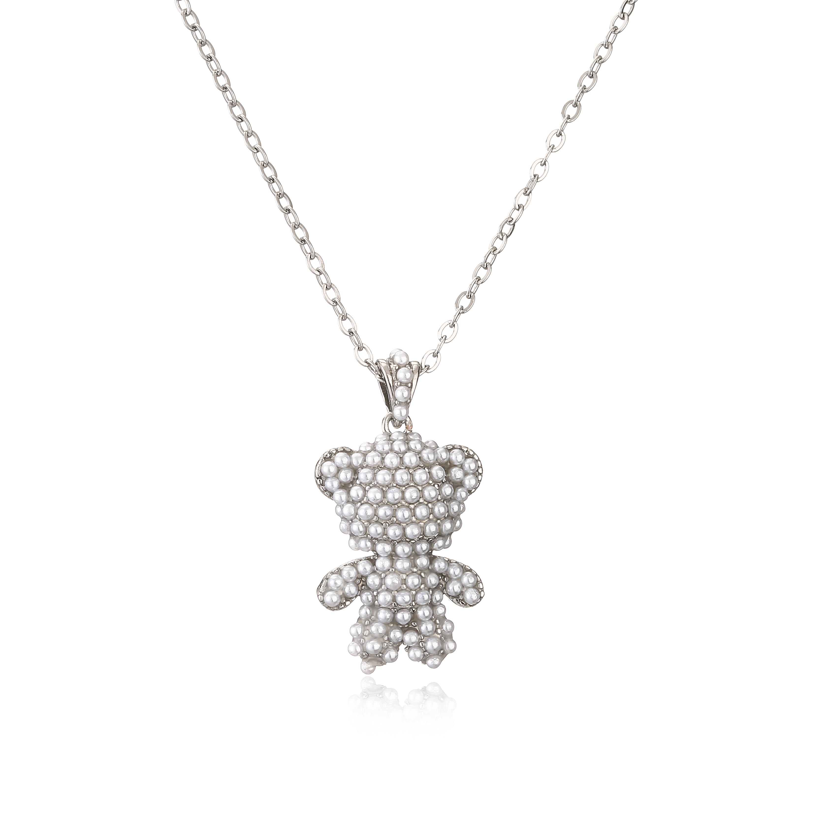 

HECHENG,Bear Choker Necklace For Women Pearl Pendant O-hain Necklace Personality Y2K Christmas Gift 40cm мідний