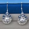 Elegant 925 Sterling Silver Delicate Openwork Round Earrings for Women, Fashionable Wedding Jewelry Accessories