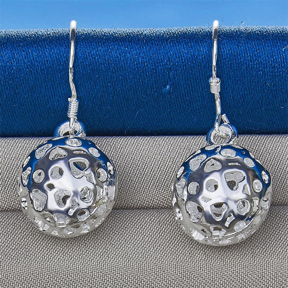 Elegant 925 Sterling Silver Delicate Openwork Round Earrings for Women, Fashionable Wedding Jewelry Accessories