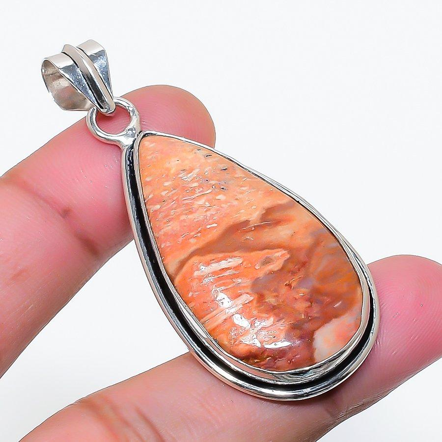 Natural Laguna Lace Agate Gemstone 925 Sterling Silver Pendant 2.05  AP-14825