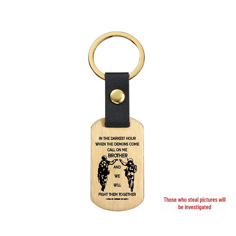 Gravierbarer Metall-Leder-Schlüsselanhänger - Inspirierendes Langlauf-Bergsteiger-Geschenk