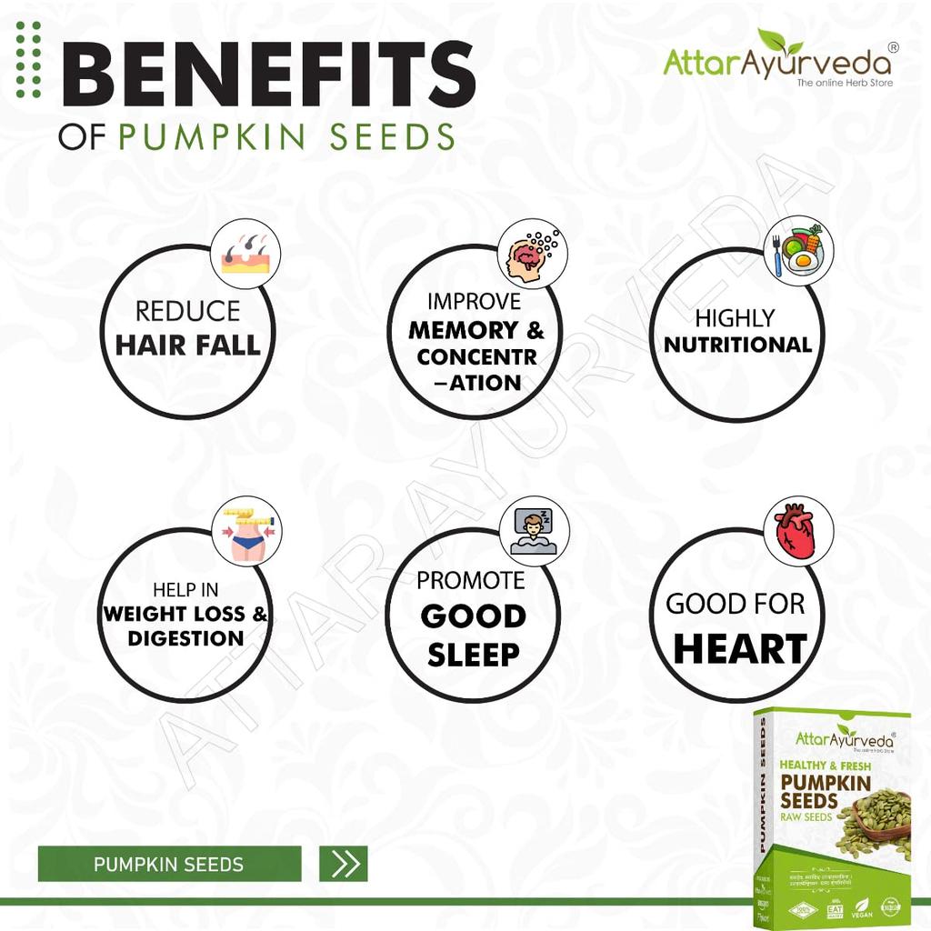 Attar Ayurveda Raw Pumpkin Seeds 250 g Unsalted Unroasted Protein Fiber Rich Healthy Snack Superfood Seeds For Daily Eating