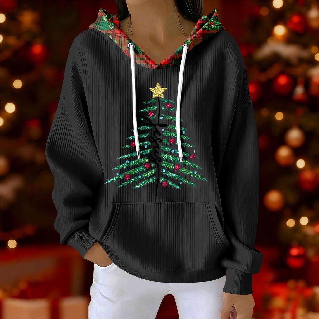 Women's Fashion Casual Christmas Print Pullover Long-Sleeve Sweatshirt