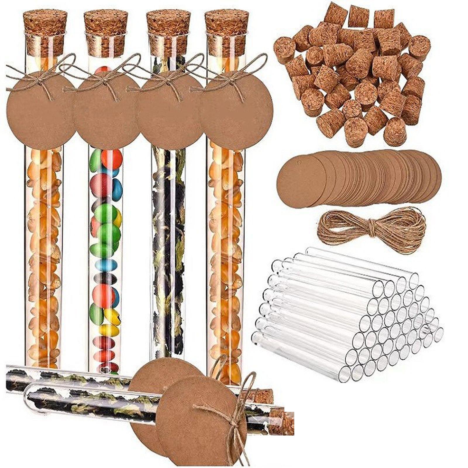 

Набор пластиковых пробирок с деревянной пробкой, воронкой, этикеткой и пеньковой веревкой, бутылочки для рукоделия своими руками для подарков на вечеринку, свадьбу или дом One Size