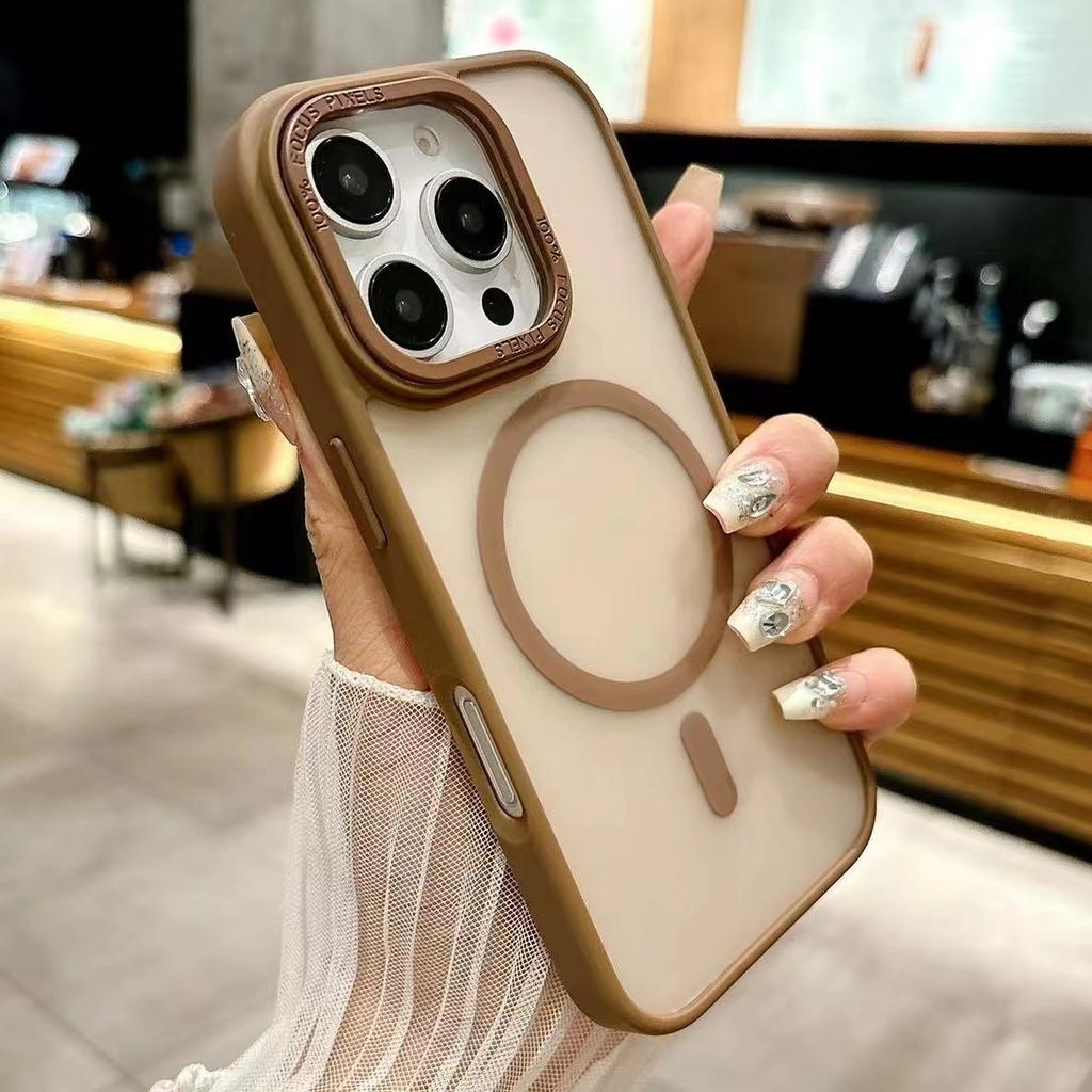 The Apple 16promax Skin-feel Magnetic Phone Case Is Suitable for The High-end Anti-drop Semi-transparent Iphone15