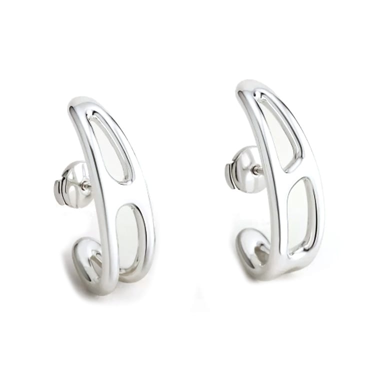 HERMES 925 Sterling Silver Earrings Women's Silver H124501B00