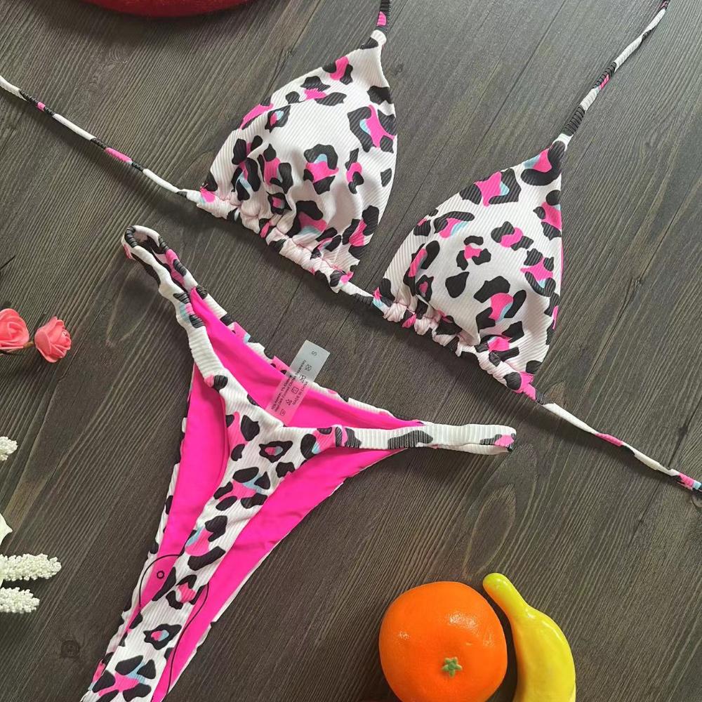 Swimwear Women Cute  Cherry Print Brazilian Thong Bikini Set Sexy Thong Swimsuit Two Pieces Bathing Suit Women  Beach Wear
