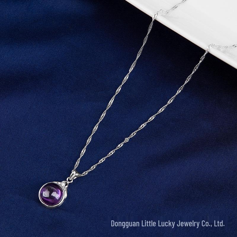 

Jade Angel S925 Sterling Silver Light Luxury Amethyst Zircon Pendant Necklace for Women Silver