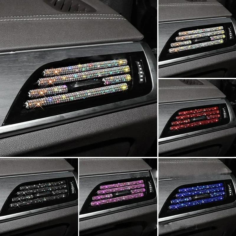 NEW 1/10PCS Car Vent Diamond Decorative Strip Fashion Luxury Car Air Conditioning Decoration Stripe Grille Sticker Accessories