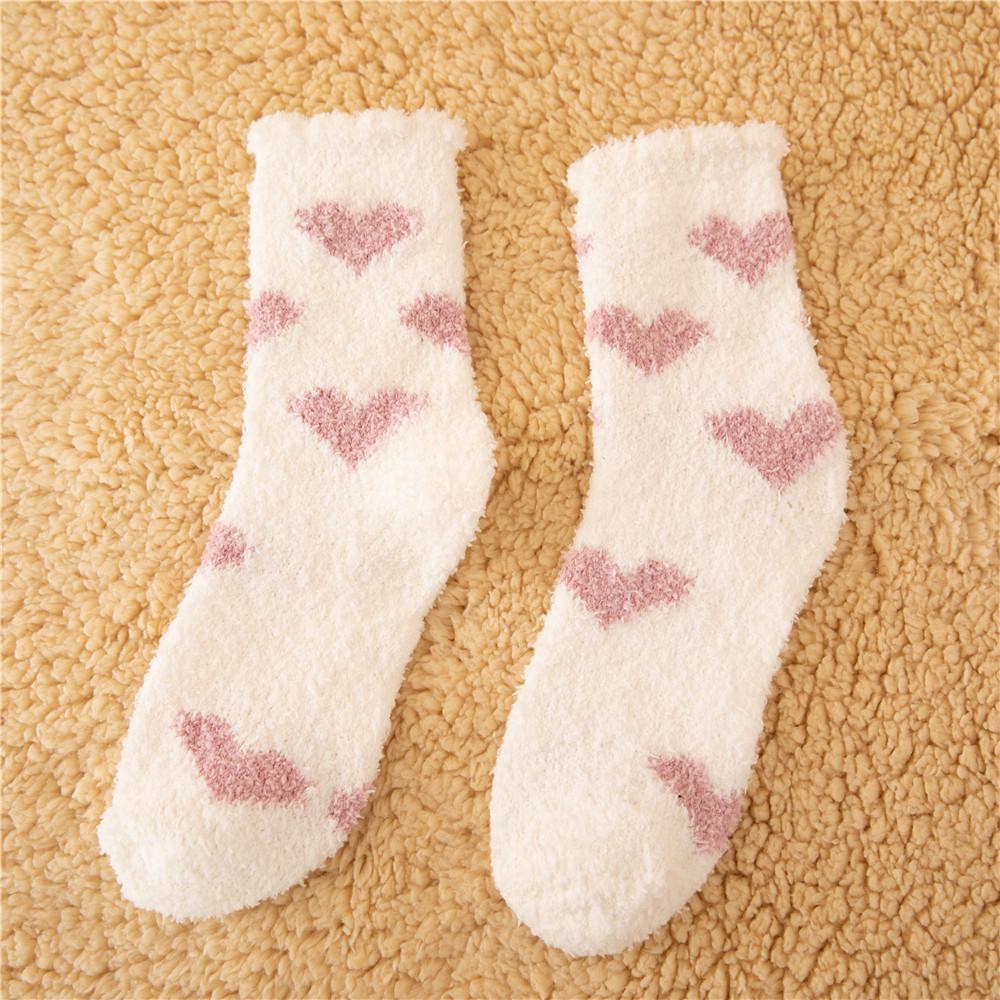 Women's Winter Fleece-Lined Heart Terry Floor Socks - Extra Thick, Non-Shedding, Mid-Calf Style