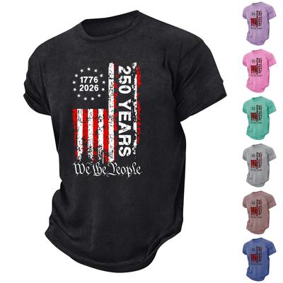 Camiseta Informal Deportiva de Manga Corta con Estampado para Hombre y Cuello Redondo