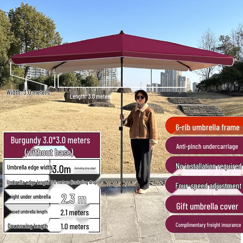 Large Outdoor Commercial Parasol - Thickened Square Patio Umbrella Tent
