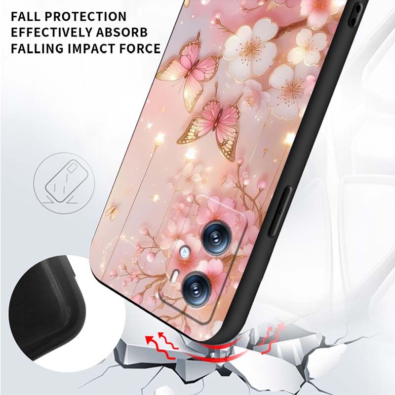 Butterfly flower pattern Phone Case For OPPO Reno 5 6 7 A96 A40 A58 Realme GT A74 A78 Neo2 A74 A78 Find X5 X3 X7 X8 Black