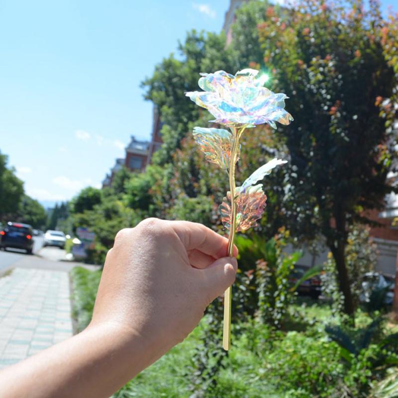 24k Foil Plated Rose with Leaf for Wedding Valentine Day Birthday Decoration Gifts
