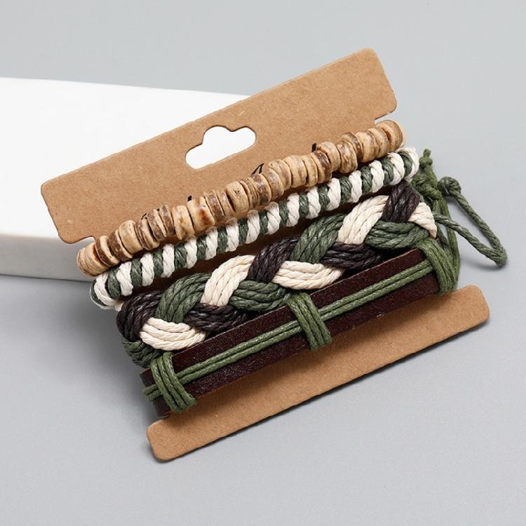 Stylish Multi Layer Bracelet with Bohemian Beads Hand Woven PU Leather Wristband Party Wear Jewelry Commemorative Gift