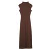 Women's Clothing Winter European and American Pleated Decorative Semi-turtleneck Sleeveless Midi Long Dress