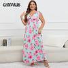 Letnia damska sukienka halterowa Plus Size Sukienki z elastycznym pasem Długie sukienki z nadrukiem Halter