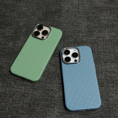 Applicable à IPhone16promax Coque de téléphone magnétique en cuir plastique à carreaux Apple 15 Cadre métallique Coque de protection ultra-fine