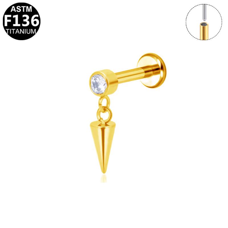 Korean-European F136 Titanium Zircon Pendant Lip and Ear Bone Stud Earrings, G23 Titanium Cool Style.