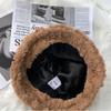 Plush Fisherman Cap Warm Basin Sun Cap Winter Plush Bucket Hat  for Women